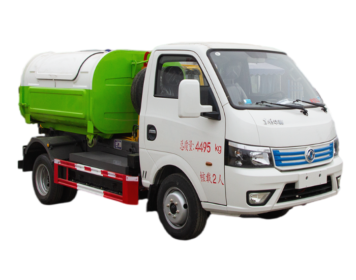 Pure electric hook-arm garbage truck with 3m³ daily life garbage bin